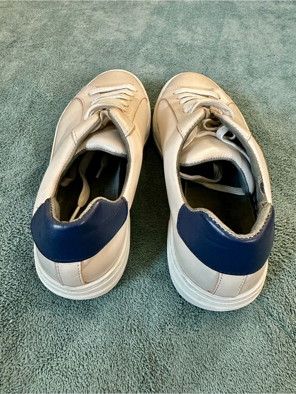 Celtic & Co. 100% Leather Platform Sneakers Cream Blue Heel EU 41 - Picture 3 of 8
